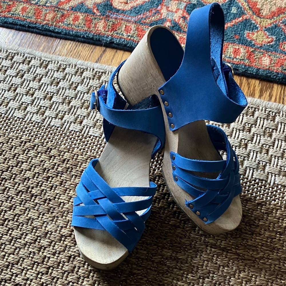 Bright Blue Clog Sandals